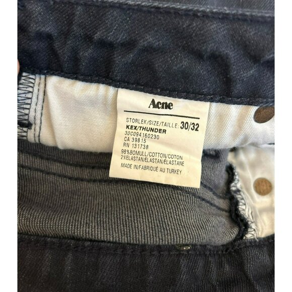 Acne Womens Kex Thunder Dark Blue Stretch Classic Slim Fit Jeans 30 x 32 Zipper - Picture 5 of 6